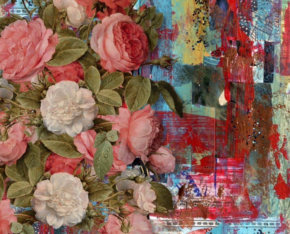 Colorful Abstract Roses by Marja van den Hurk — canvas wall art