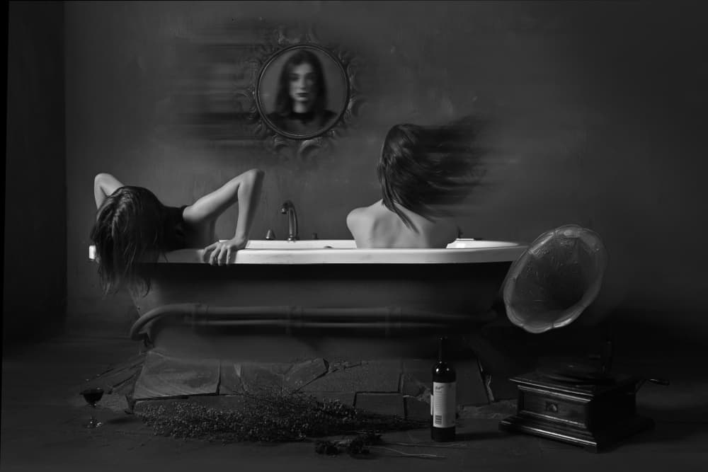 Haunting Bathtub Reflections by Rawisyah Aditya — canvas wall art