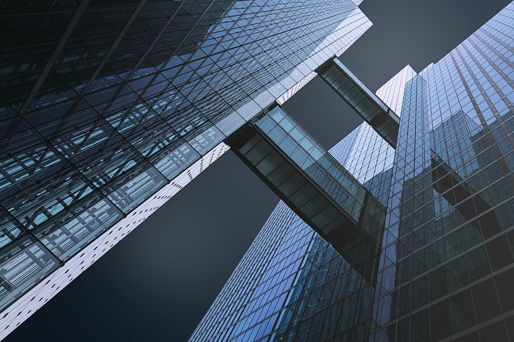 Glass Towers and Skybridges by iso66 — canvas wall art