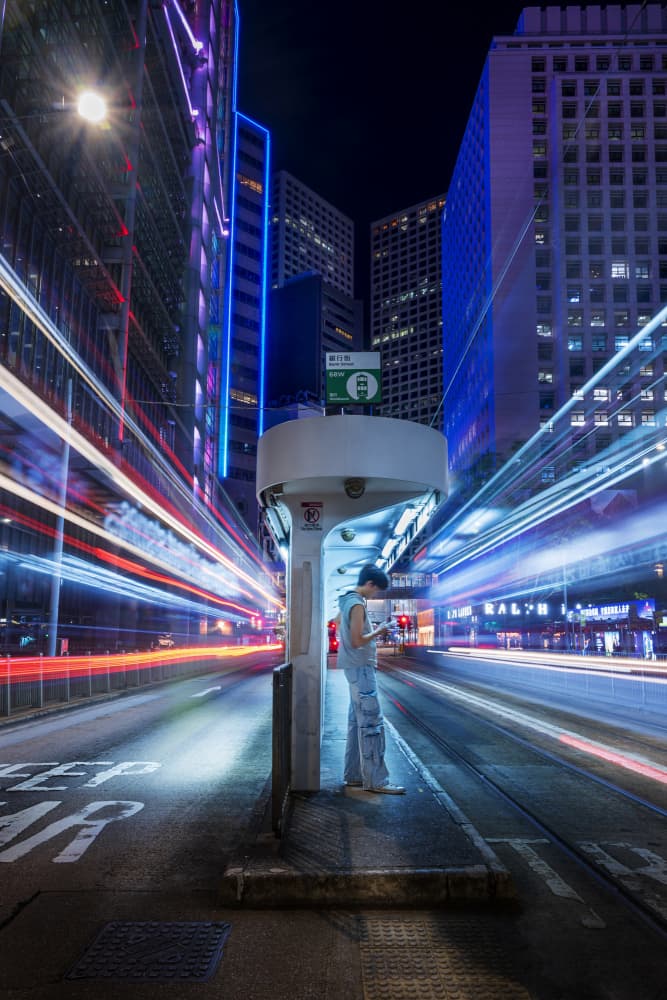 City Night Light Trails by Zexsen Xie — canvas wall art