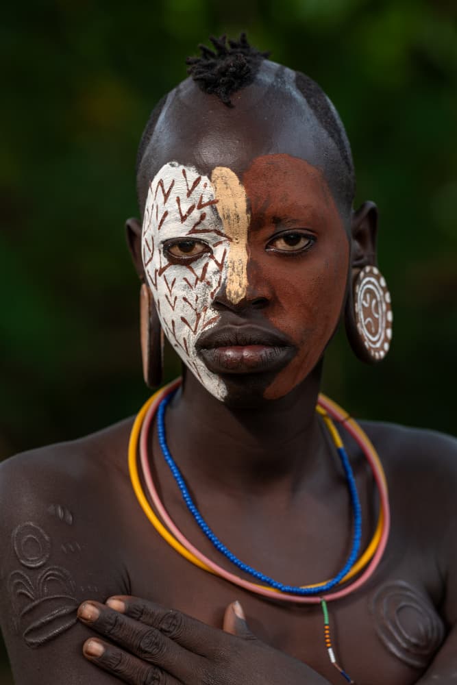 African Face Paint Portrait by HuongHoang — canvas wall art
