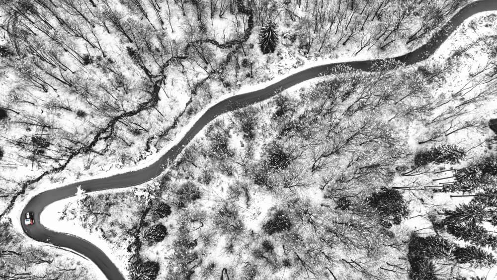 Winding Winter Road by Fiorenzo Carozzi — canvas wall art