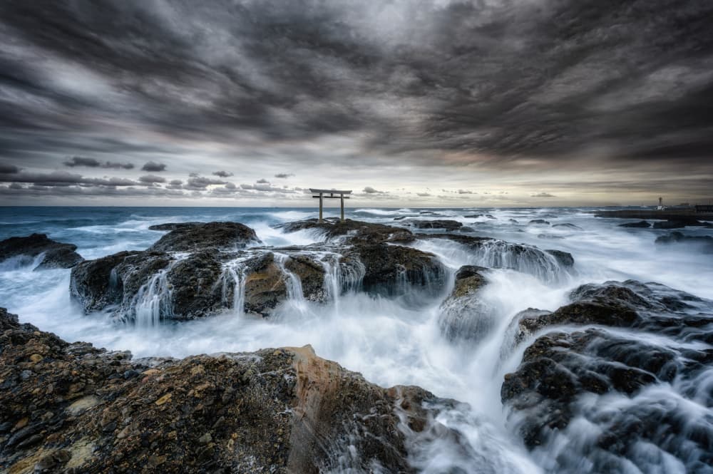 Dramatic Coastal Torii Gate by Daiki Suzuki — canvas wall art
