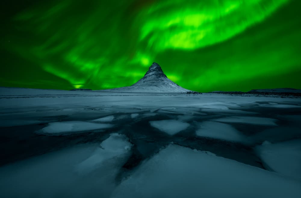 Northern Lights Over Kirkjufell by NingYun Ye — canvas wall art