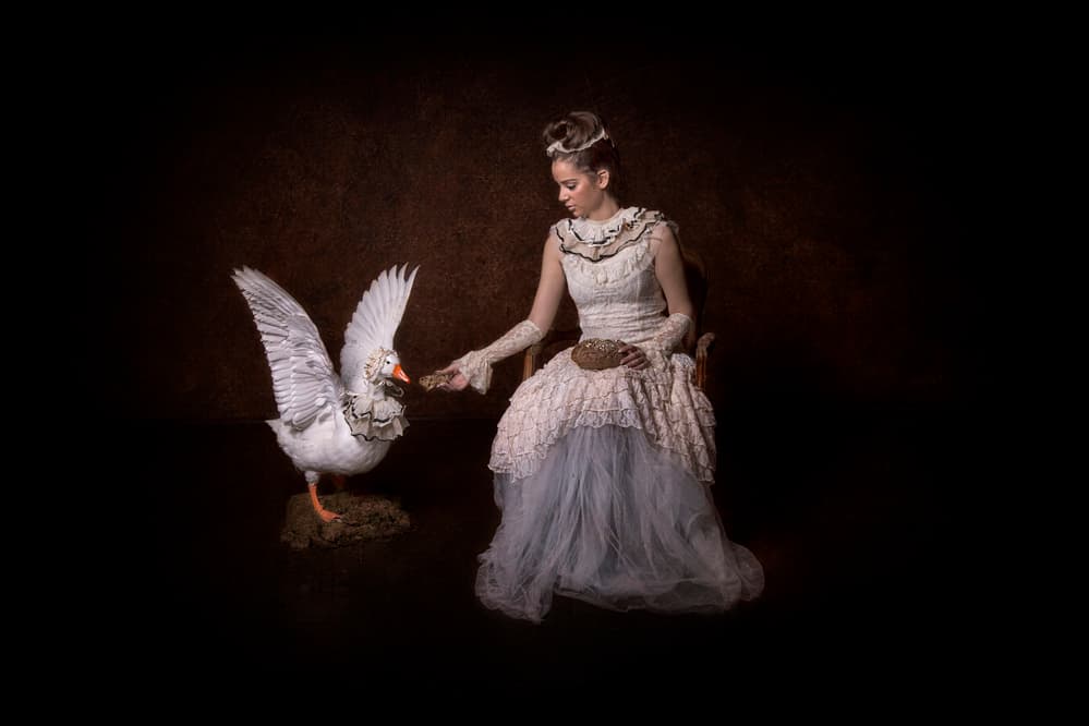 Elegant Woman and Goose by Carola Kayen-Mouthaan — canvas wall art