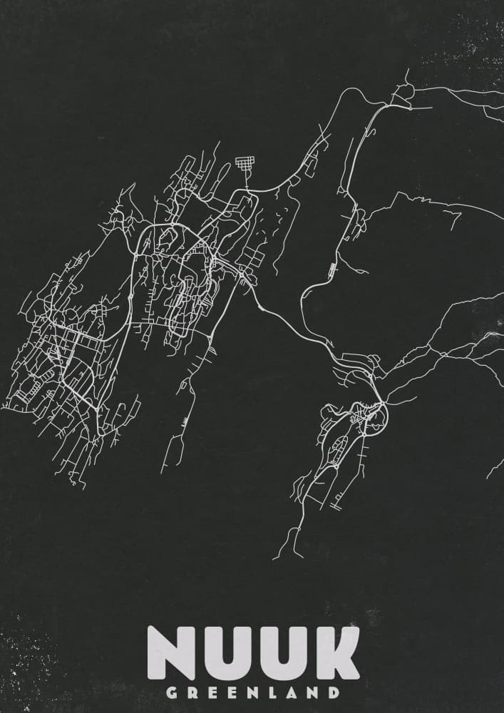 Nuuk Greenland Map by Nicholas — canvas wall art