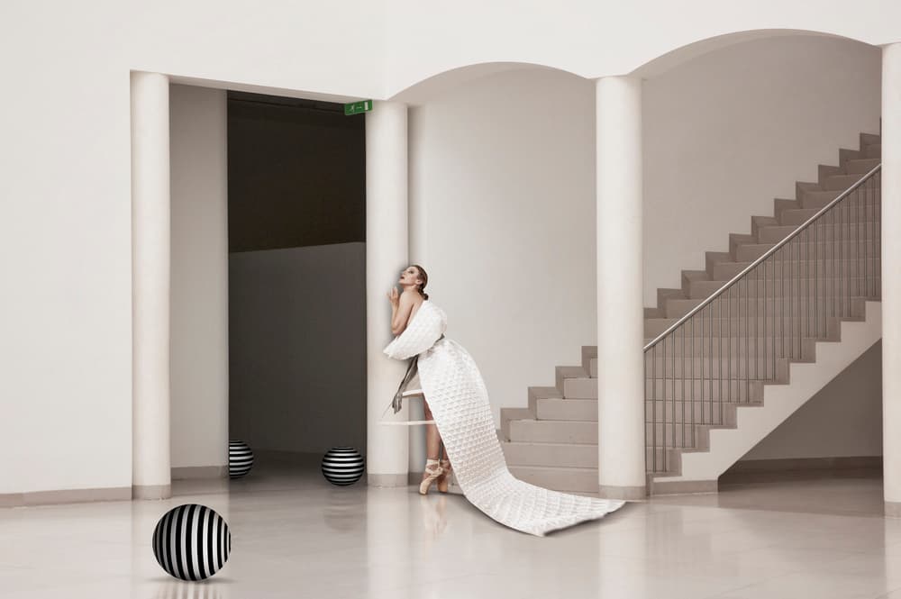 Elegant Ballerina in White Gown by Christine von Diepenbroek — canvas wall art