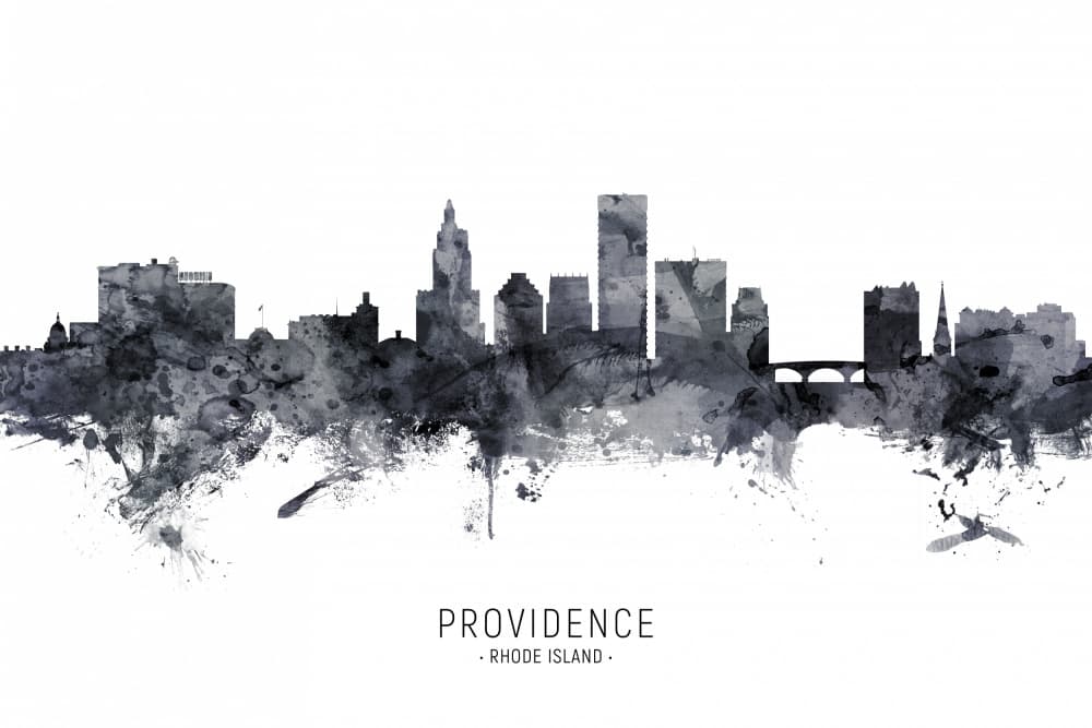 Providence Rhode Island Skyline by Michael Tompsett — canvas wall art