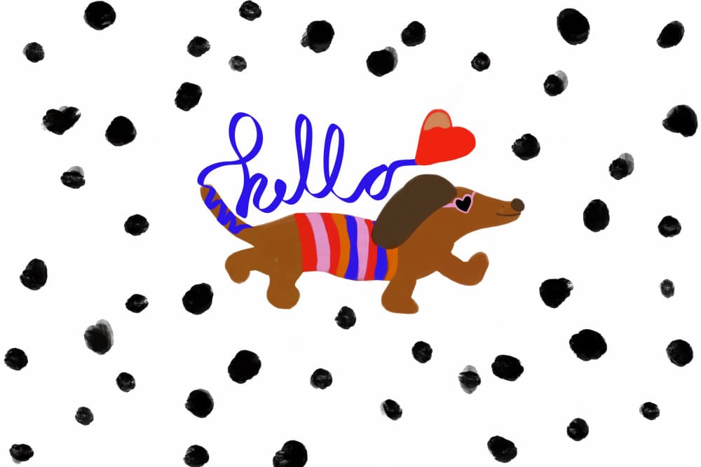 Hello Striped Dachshund by Ute Arnold — canvas wall art