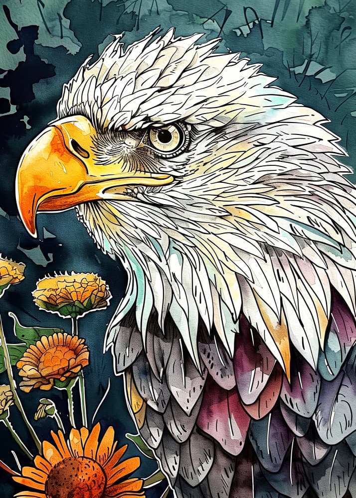 Vibrant Watercolor Eagle by Justyna Jaszke — canvas wall art