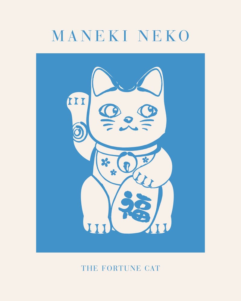 Maneki Neko Fortune Cat by KsanaKalpa — canvas wall art