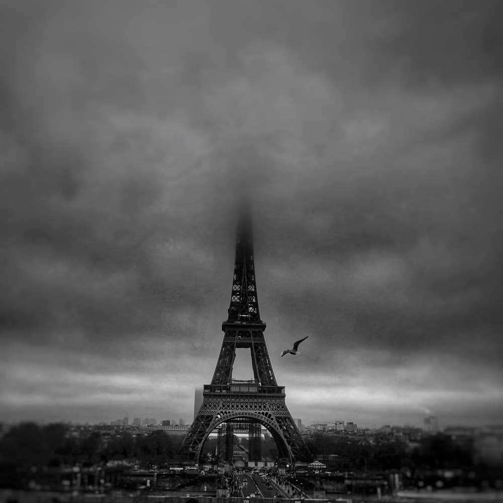 Moody Eiffel Tower by Franco Iannello — canvas wall art