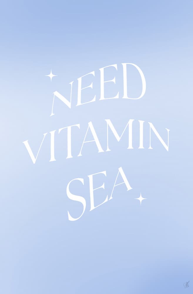 Blue Vitamin Sea Quote by Anne-Marie Volfova — canvas wall art