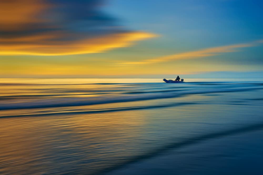 Serene Sunset Boat by MingLun Tsai (蔡明倫) — canvas wall art