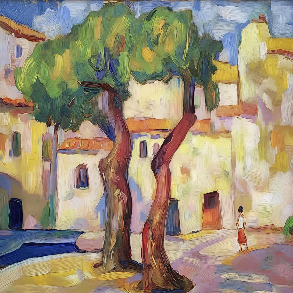 Sunlit Village Trees by Avanesova Elena — canvas wall art