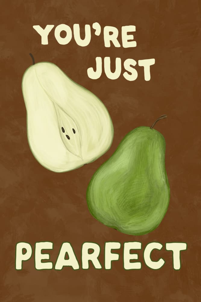 Pearfect Fruit Message by EMELIEmaria — canvas wall art
