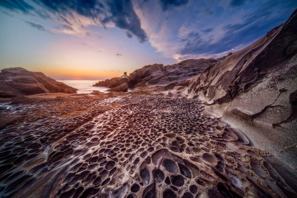 Honeycomb Rocks Sunset Glow by Pamela Doretti — canvas wall art