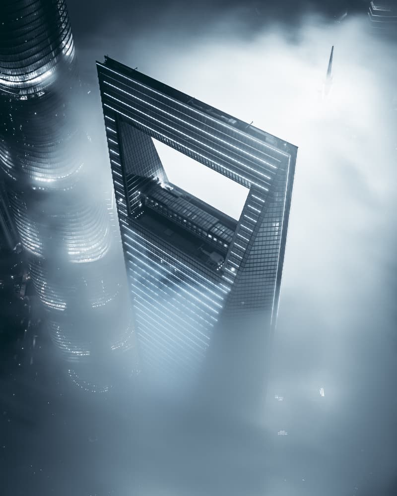 Urban Glow In Mist by Aron Tien — canvas wall art