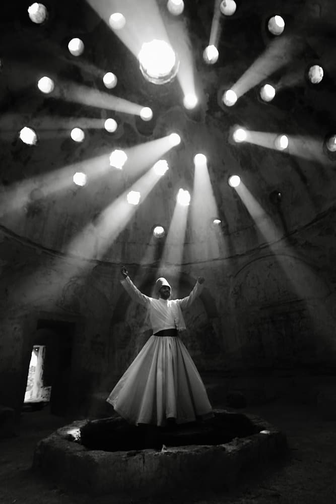Whirling Dervish Light by Emine Basa — canvas wall art