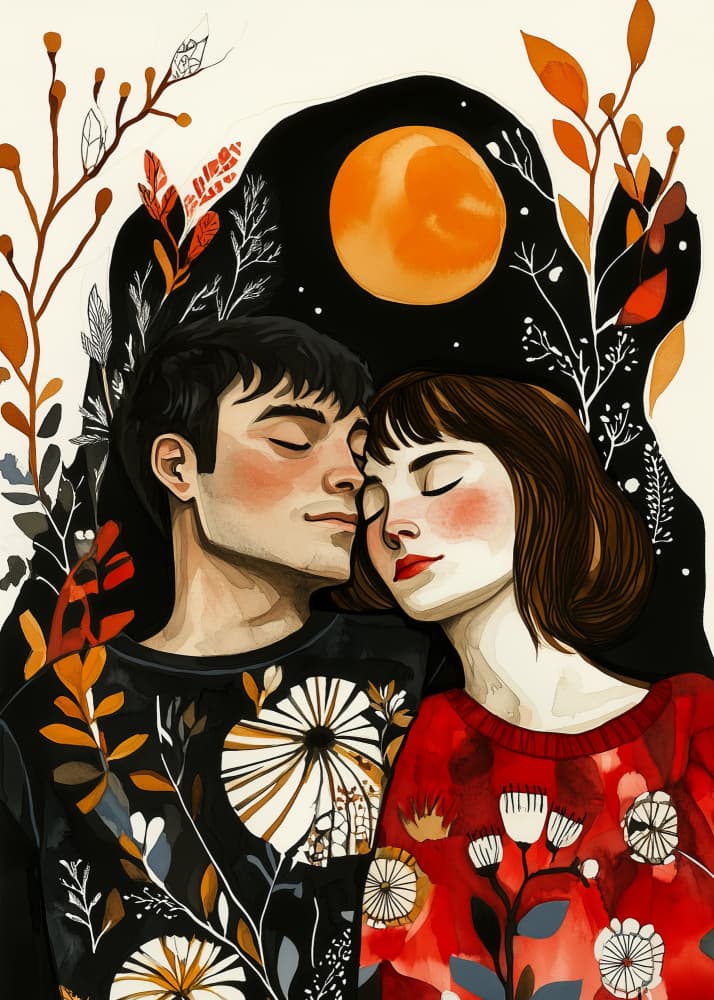 Moonlit Autumn Love by Justyna Jaszke — canvas wall art