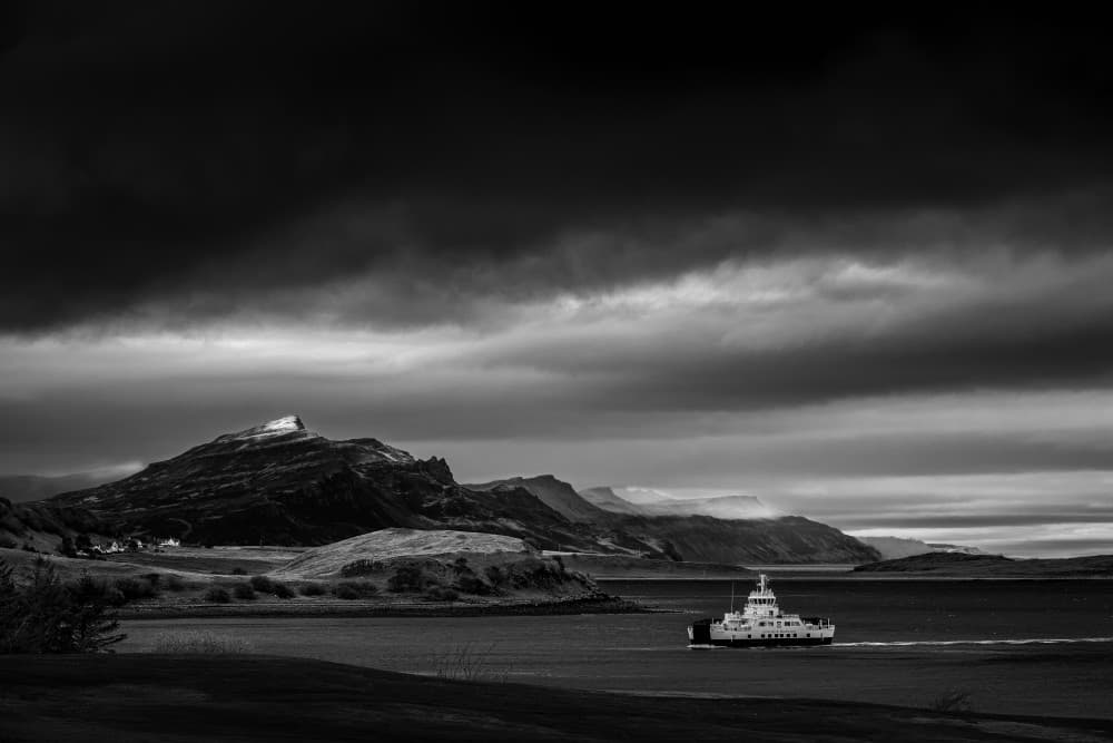 Moody Mountain Ferry by Steven Zhou — canvas wall art