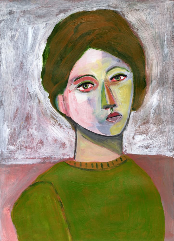 Expressive Woman Portrait by Sharyn Bursic — canvas wall art