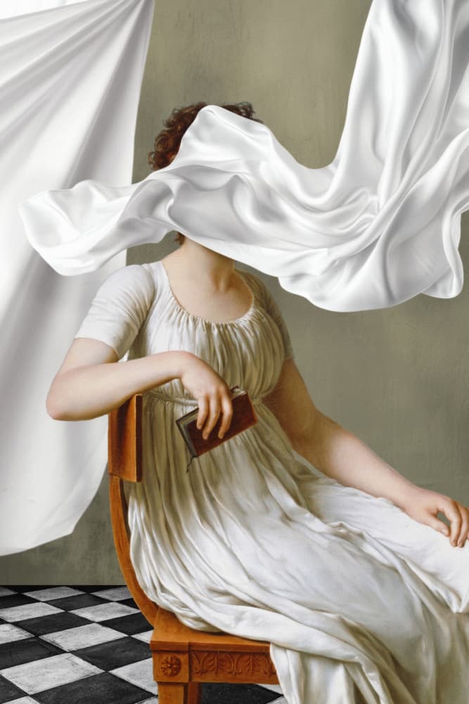 Elegant Woman Flowing Fabric by Marja van den Hurk — canvas wall art