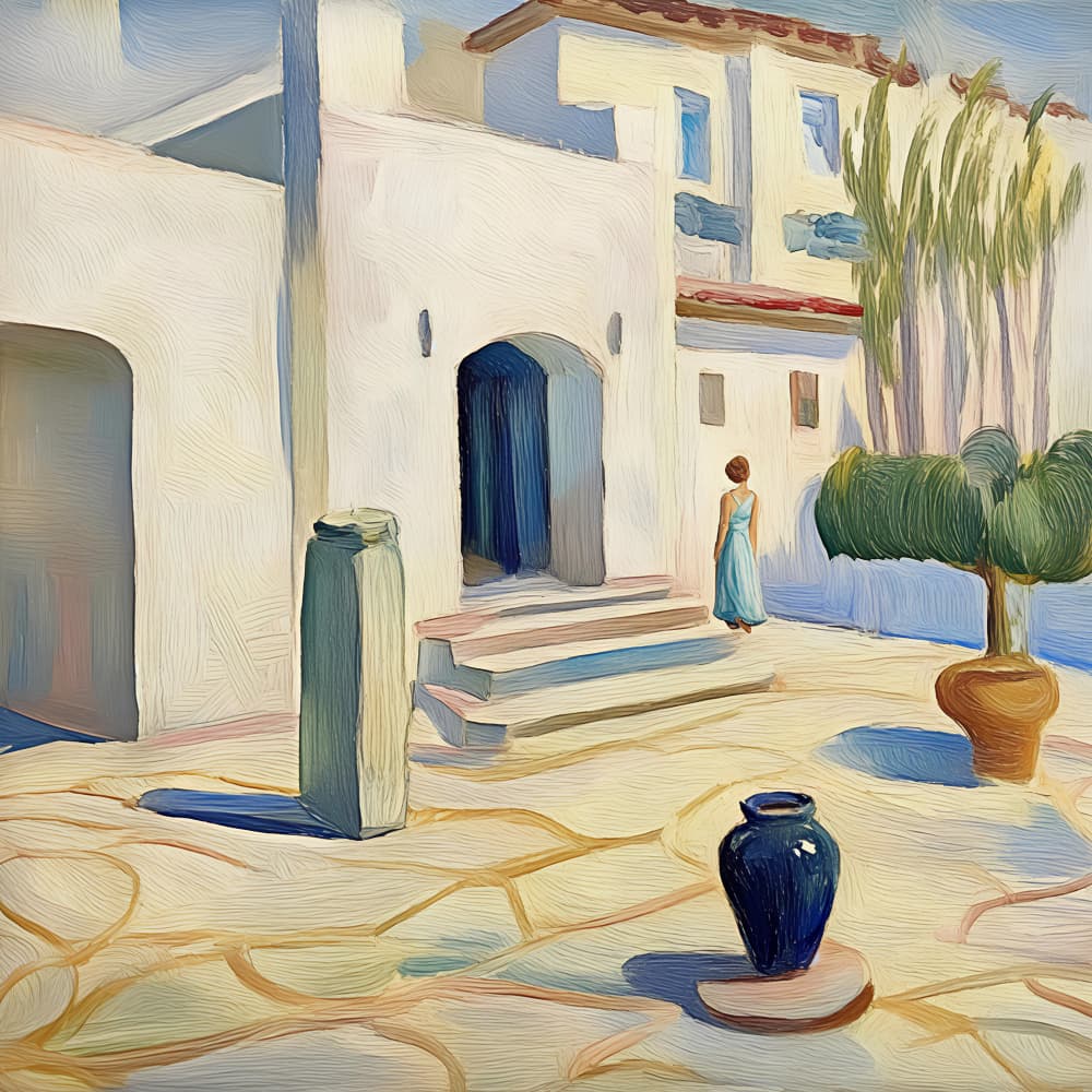 Elegant Woman Courtyard by Avanesova Elena — canvas wall art