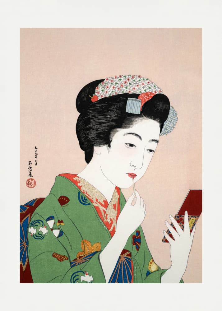 Woman Applying Rouge (1920) by Goyō Hashiguchi — canvas wall art
