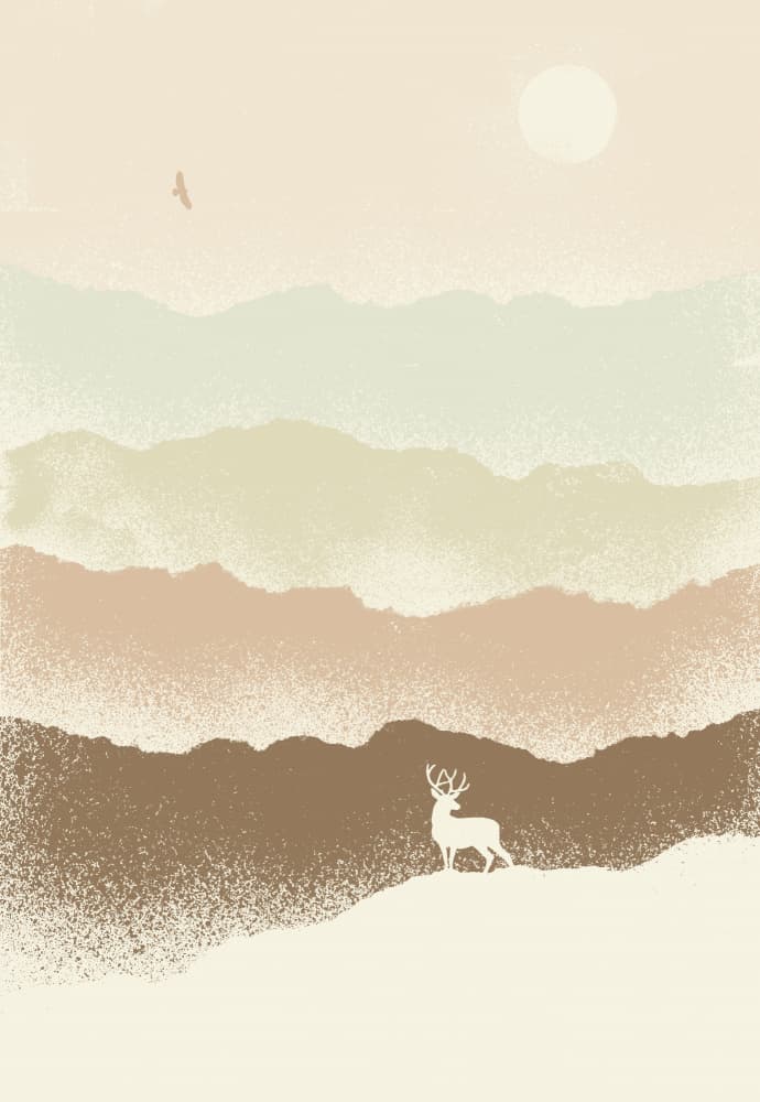 Serene Mountain Stag by Florent Bodart — canvas wall art