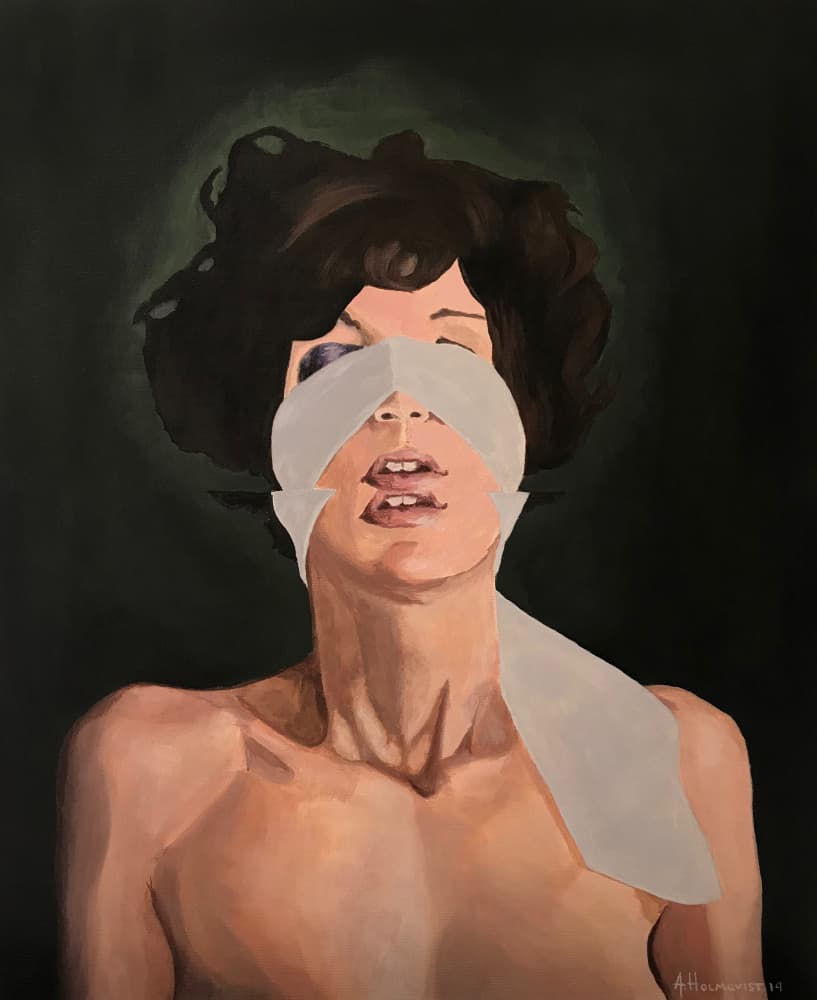 Expressive Blindfolded Woman by Borgenhag Holmqvist — canvas wall art