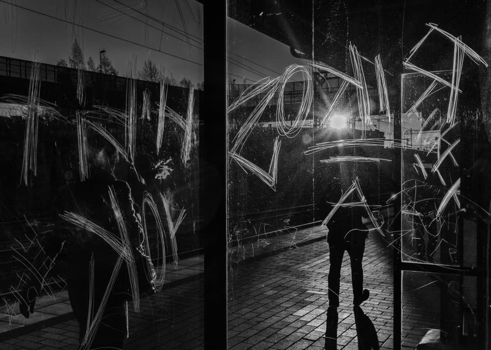 Scratched Glass Silhouette by Carlos_Grury_Santos — canvas wall art