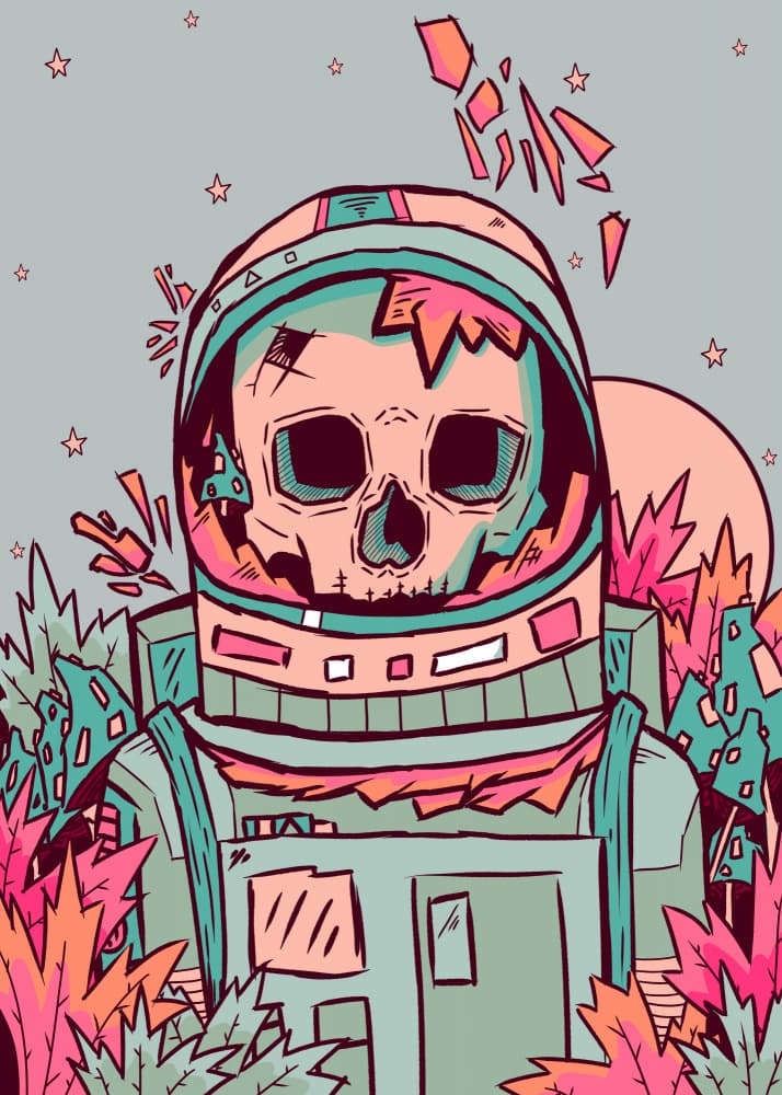 Cosmic Skull Astronaut by Stephen Wade — canvas wall art