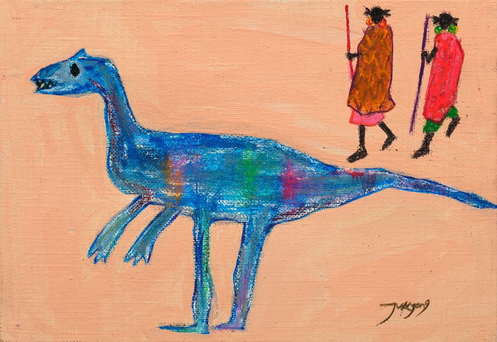 Blue Dinosaur Tribal Walk by Jukyong Park — canvas wall art