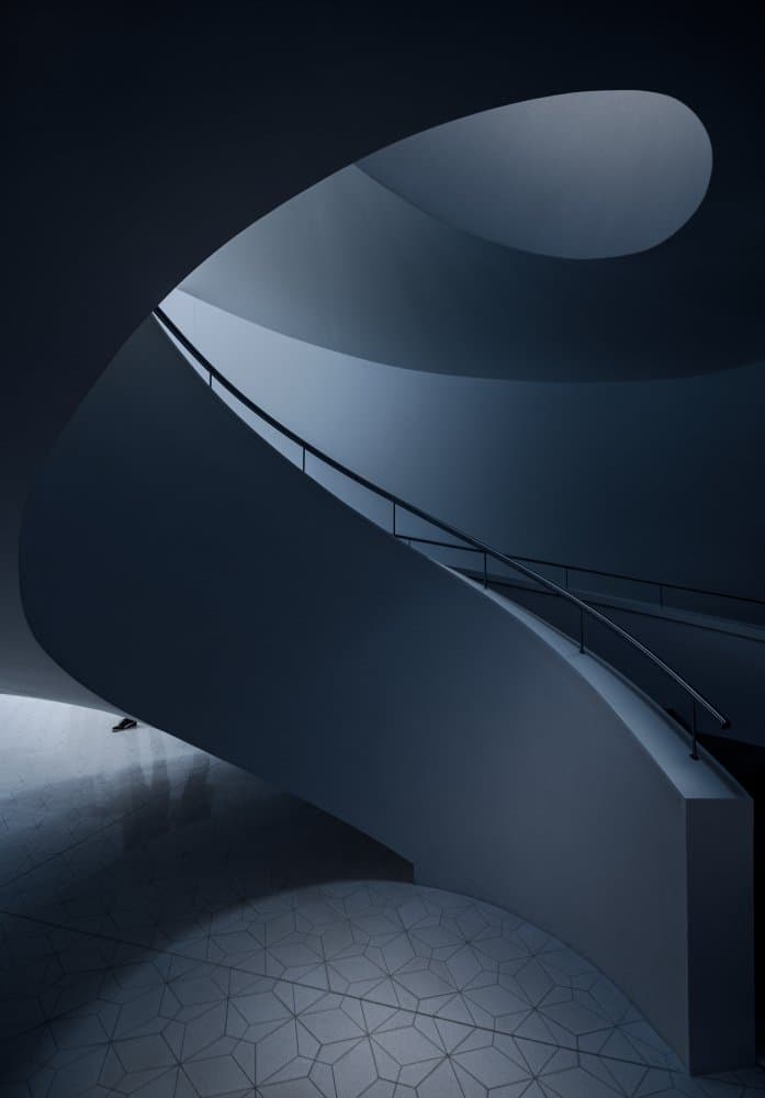 Elegant Curved Staircase by Lukasz Derangowski — canvas wall art