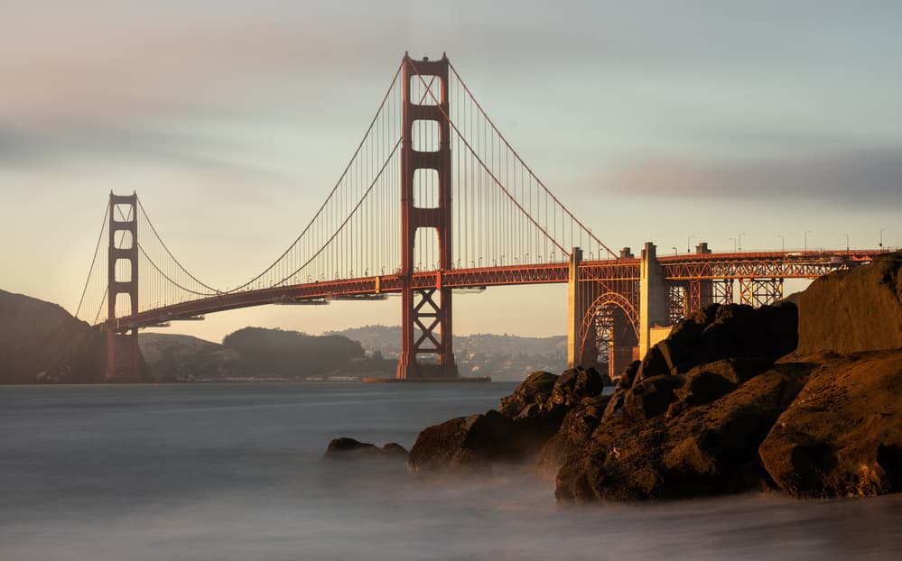 Golden Gate Bridge Glow by Ron Langager — canvas wall art