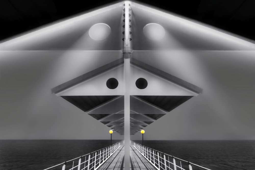 Pier Architecture Symmetry by Hans-Wolfgang Hawerkamp — canvas wall art