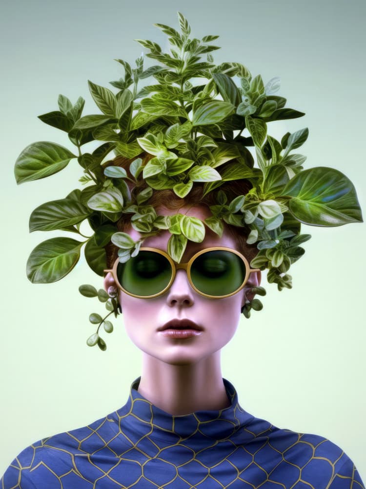 Botanical Fashion Portrait by Justyna Jaszke — canvas wall art