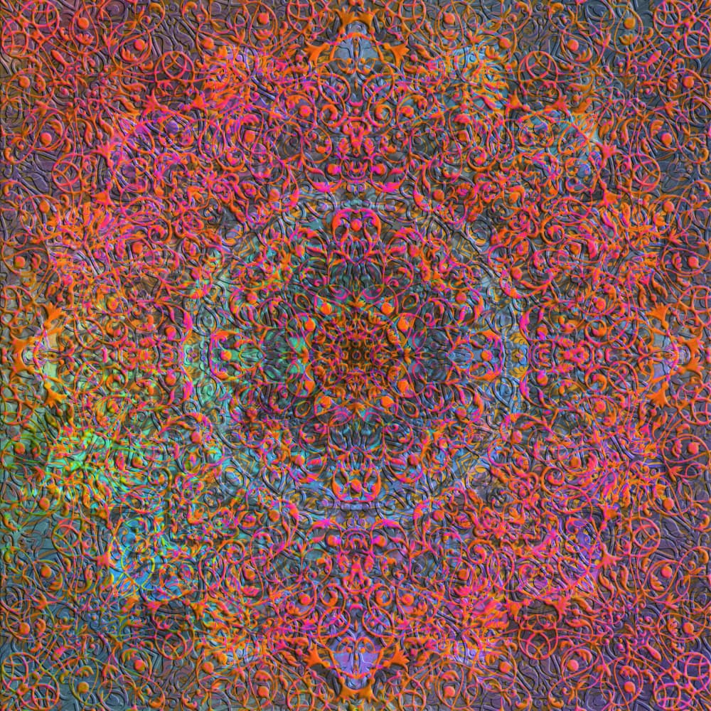 Vibrant Textured Mandala by Justyna Jaszke — canvas wall art