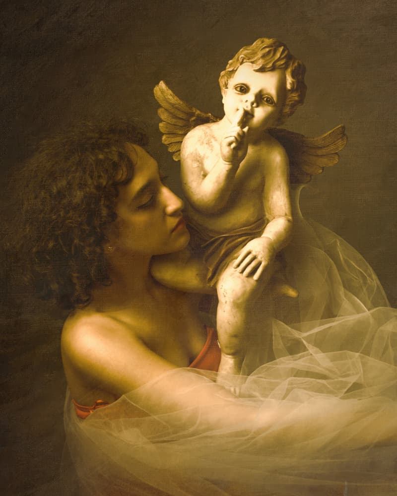 Ethereal Woman Silent Cupid by Mehdi Mokhtari — canvas wall art