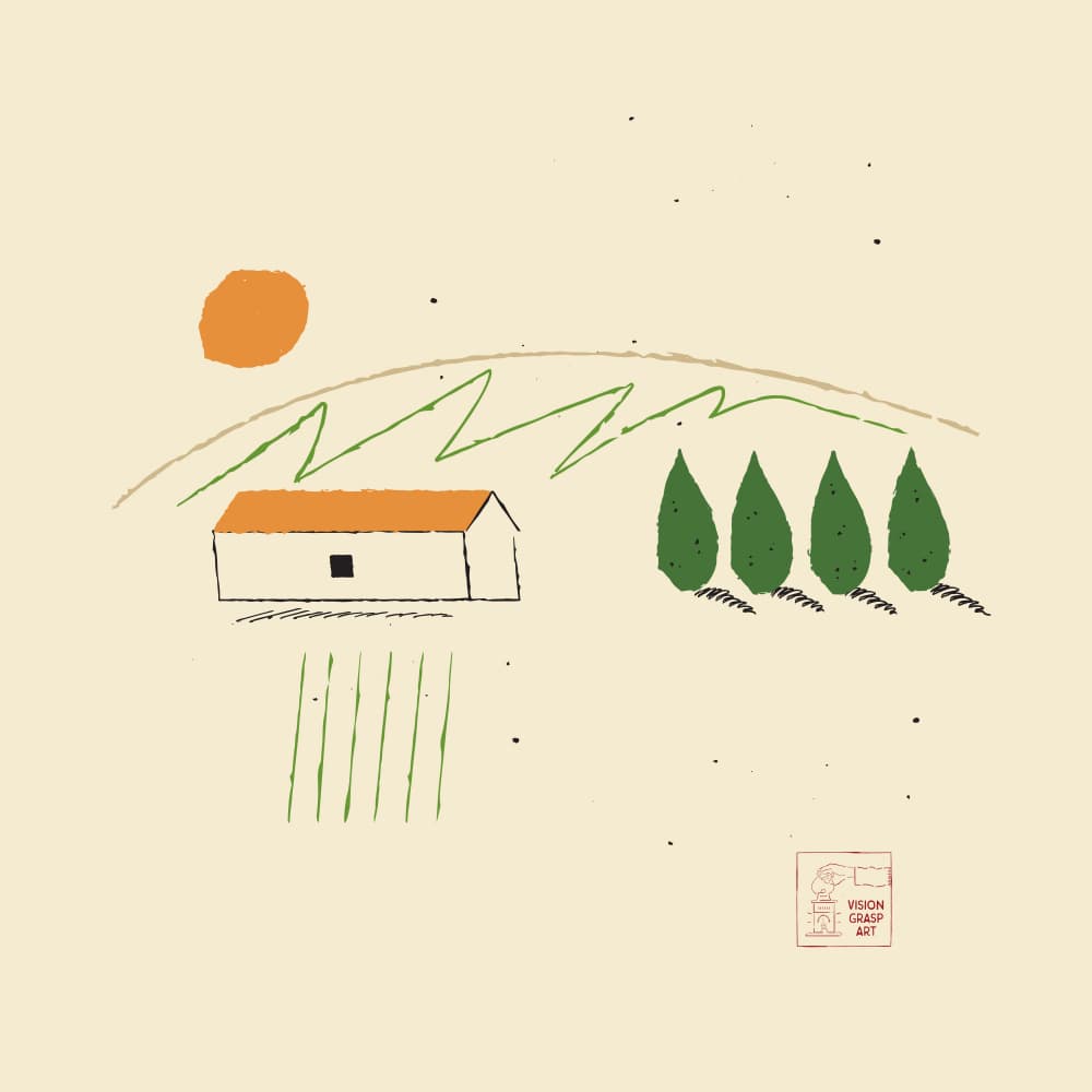 Tuscan Hillside Home by The Creating Mind — canvas wall art