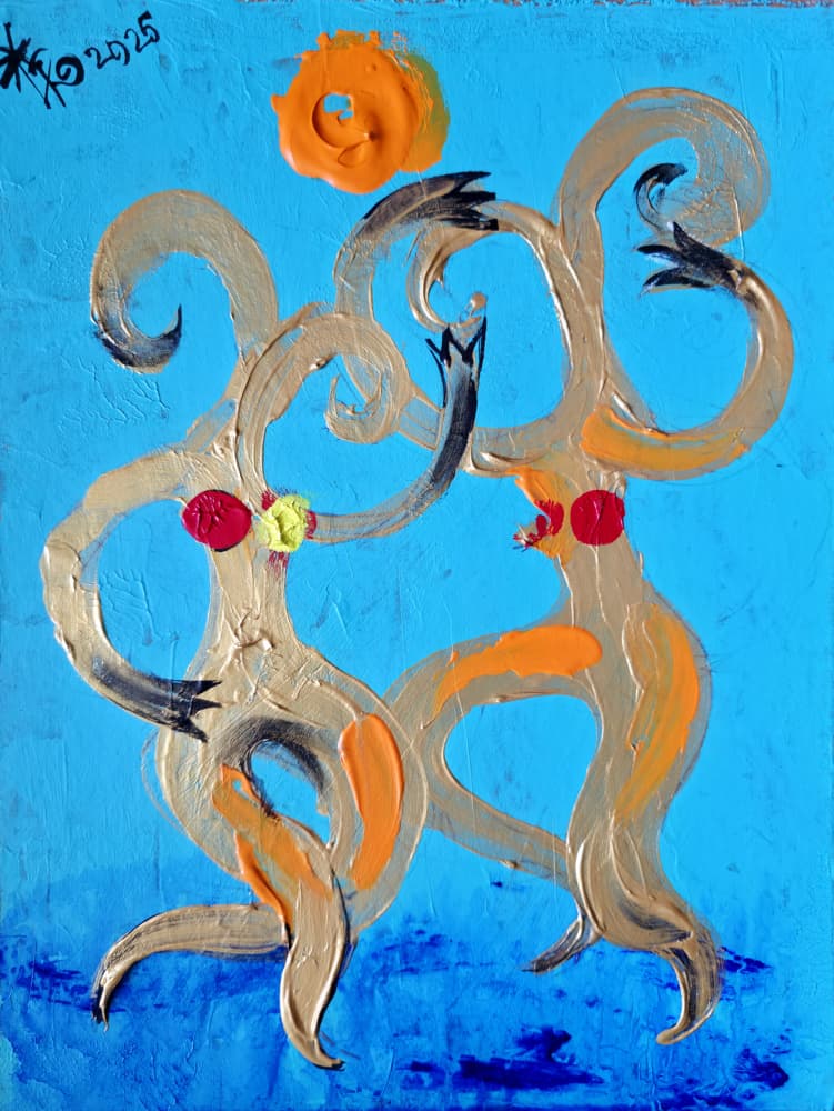 Joyful Dancing Figures by Kanat Ibragimov — canvas wall art
