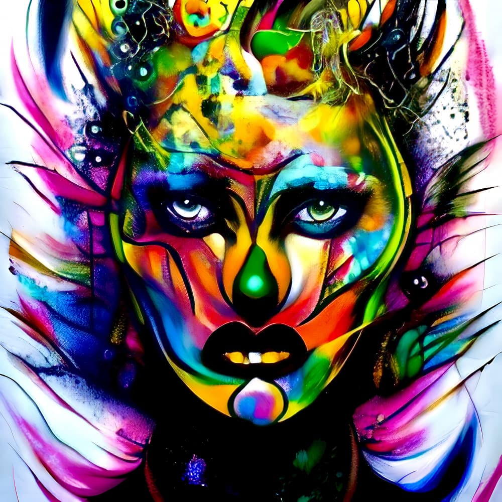 Vibrant Abstract Face by mnemonixART — canvas wall art