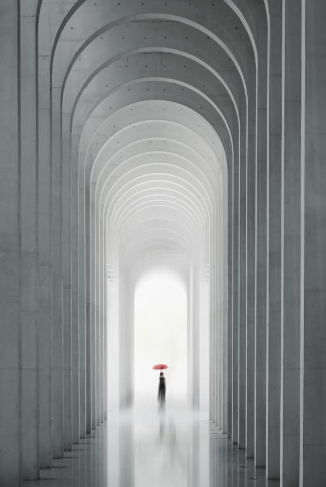 Red Umbrella Archway by konglingming — canvas wall art