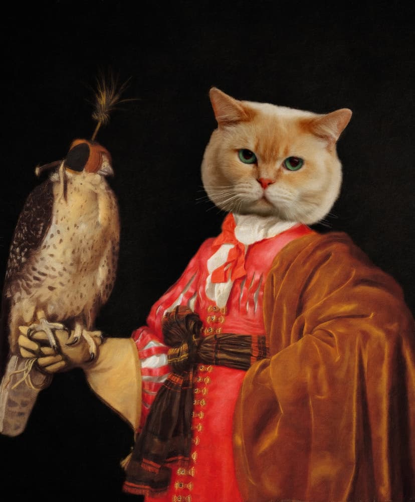 Regal Cat Falconer by Marja van den Hurk — canvas wall art
