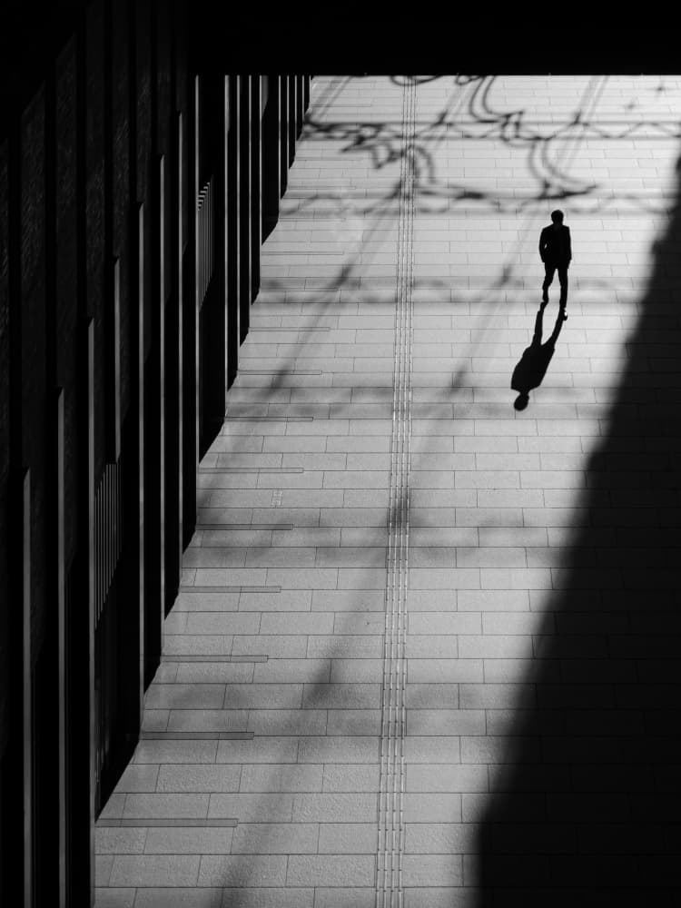 Lone Man Long Shadow by IKUMI FUKAZAWA — canvas wall art
