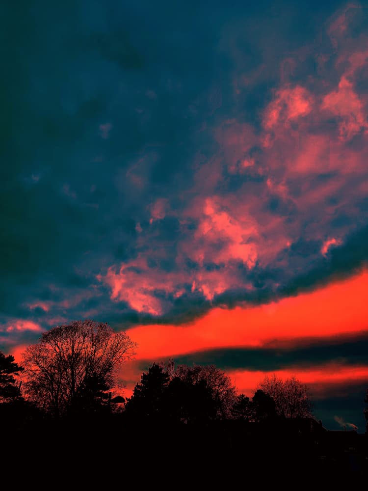 Fiery Sunset Sky by mnemonixART — canvas wall art
