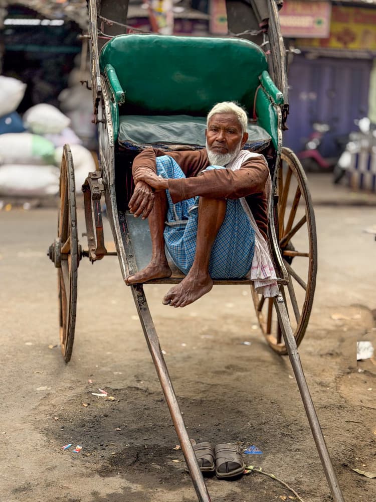 Old Man In Rickshaw by Ilana Lam — canvas wall art