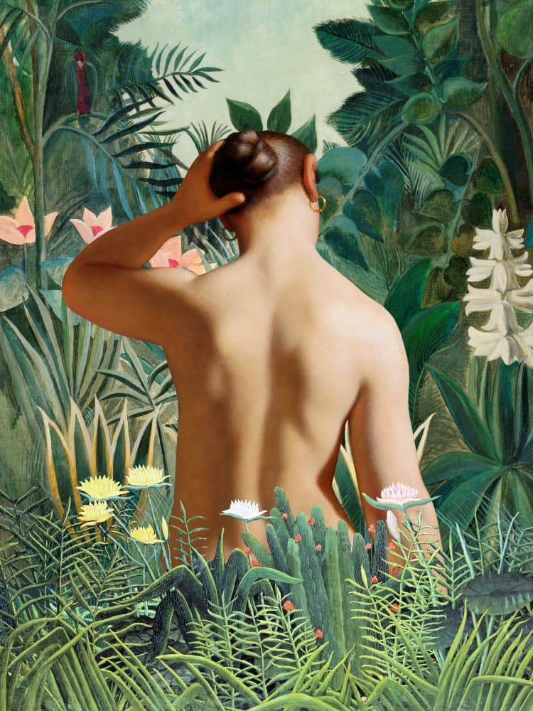 Woman In Tropical Garden