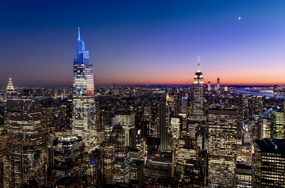 New York City Night Skyline by Kenneth-Wei Zeng — canvas wall art
